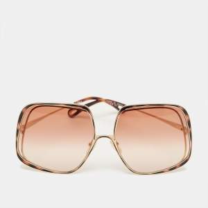 Pre Owned Chloé Brown/Gold Tone Gradient CH0035SA Oversized Sunglasses