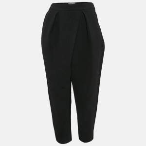 Chloe Black Textured Crepe Pleats Detail Trousers L