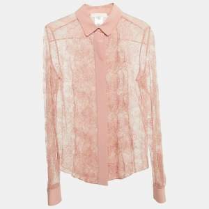 Pre Owned Chloe Powder Pink Lace Full Sleeve Shirt S