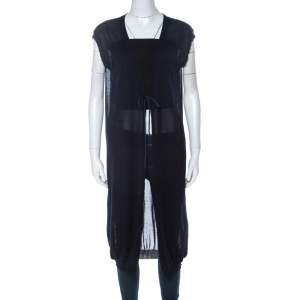 Chloe Navy Blue Cashmere Front Tie Sleeveless Vest M 