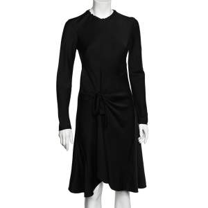 Pre Owned Chloe Black Satin Crepe Draped Tie Detail Midi Dress S