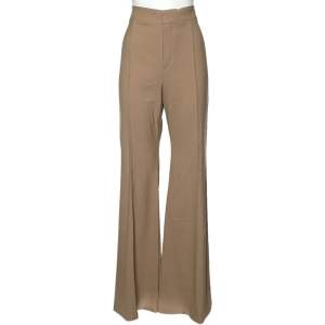 Pre Owned Chloe Brown Wool Flared Leg Trousers L