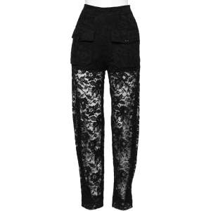 Pre Owned Chloe Black Sheer Lace Cargo Trousers S