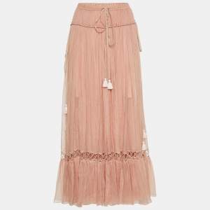 Chloe Pink Silk Chiffon Maxi Skirt S