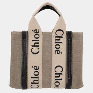 Pre Owned Chloe Beige Canvas Woody Small Handbag
