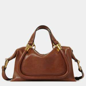 Chloe Brown Calfskin Shiny Leather Small Paraty 24 bag