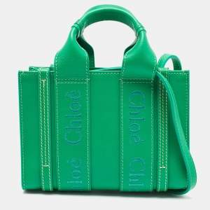 Chloe Green Leather Mini Woody Tote