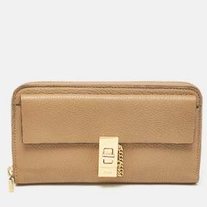 Chloe Beige Leather Drew Continental Wallet