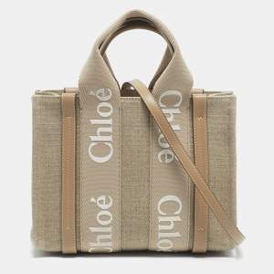 Chloe Beige Canvas and Leather Small Woody Tote