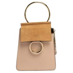 Pre Owned Chloe Beige Leather and Suede Mini Faye Crossbody Bag
