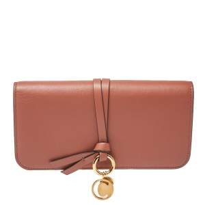Pre Owned Chloe Tan Leather Alphabet Flap Continental Wallet