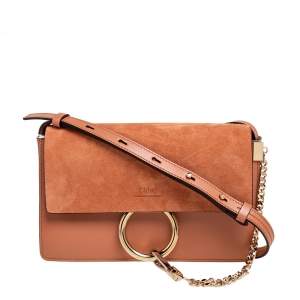 Pre Owned Chloe Brown Leather and Suede  Faye Shoulder Bag