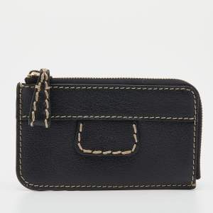 Pre Owned Chloe Black Leather Zip Card Holder