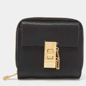 Chloé Black Leather Drew Compact Wallet