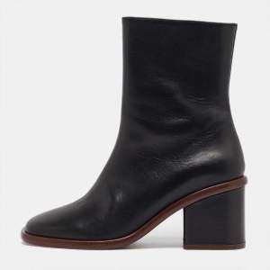 Chloe Black Leather Ankle Length Boots Size 37