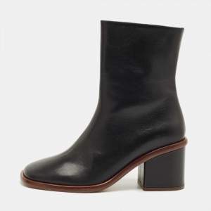 Pre Owned Chloe Black Leather Meganne Ankle Length Boots Size 37
