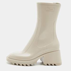Pre Owned Chloe Nomad Beige Rubber Betty Rain Boots Size 39