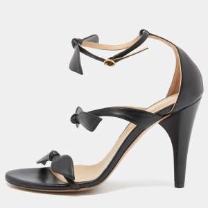 Chloé Black Leather Triple Bow Mike Ankle Strap Sandals Size 38.5