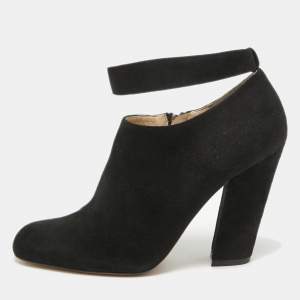 Chloe Black Suede Zip Up Booties Size 39.5   