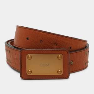 Chloe Tan Leather Buckle Belt 80CM