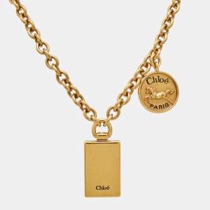 Chloe  Gold Tone Charms Choker Necklace