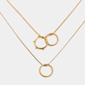Chloé Gold Tone Metal Double Strand Ring Necklace