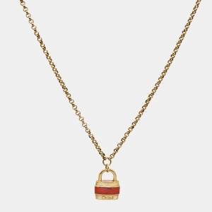 Chloé Bag Enamel Gold Tone Necklace