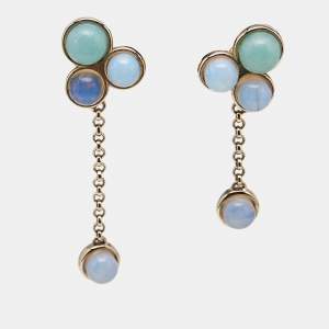 Chloé Moonstone Amazonite Gold Tone Drop Earring