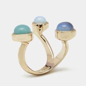 Chloé  Zodiac Moonstone Amazonite Gold Tone Ring Size 55