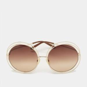 Pre Owned Chloé Brown/Gold Gradient CE114S Carlina Round Sunglasses