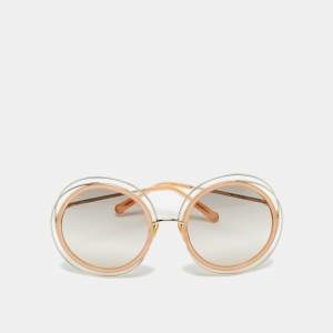 Pre Owned Chloe Brown/Gold Tone Gradient CE120S Carlina Round Sunglasses