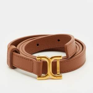 مملوكة مسبقًا Chloe Marcie L 85CM Brown Leather Logo Waist Belt