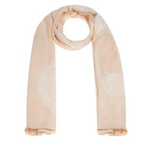 Chloe Peach Medallion Motif Wool & Silk Blend Scarf
