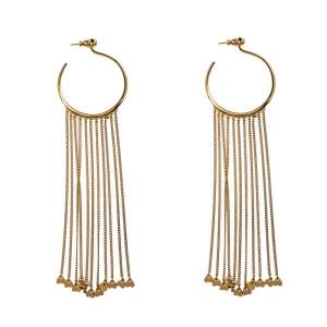 Chloe Gold Tone Meg Fringed Drop Hoop Earrings