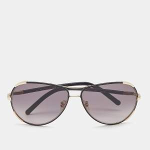 Chloe Black/Gold Leather and Metal Gradient Sunglasses