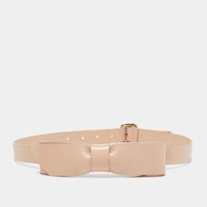 Chloe Beige Leather Bow Waist Belt S