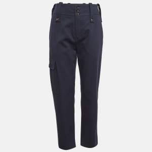 Pre Owned Chloe Deep Navy Blue Gabardine Cotton Cargo Pants S