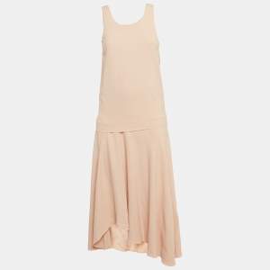 Chloe Pink Crepe Sleeveless Asymmetric Midi Dress S