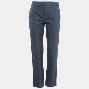 Pre Owned Chloe Tinted Grey Wool Straight Leg Trousers S