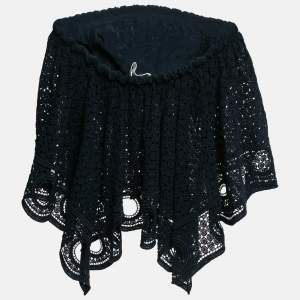 Chloe Navy Blue Lace Asymmetric Strapless Top S