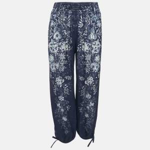 Chloé Blue/Beige Floral Print Crepe Harem Pants S
