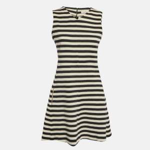 Chloe Vanilla Cream Stripe Wool Sleeveless Mini Dress M