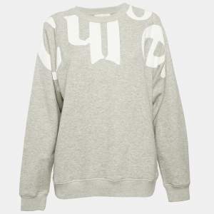 Chloe Grey Printed Cotton Knit Crew Neck Sweatshirt S
