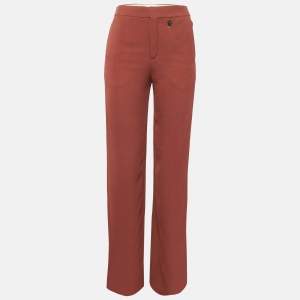 Chloe Brown Crepe Wide Leg Trousers S