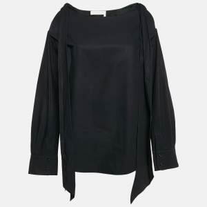Chloe Navy Blue Cotton Cold-Shoulder Blouse M