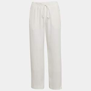 Chloe Milk White Crepe Wide-Leg Pants M
