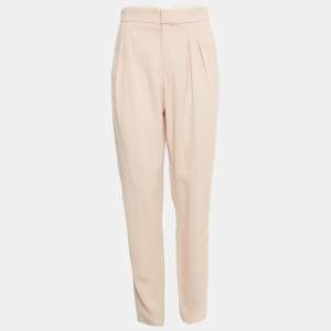 Chloe Beige Crepe Pleated Trousers M