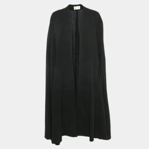 Chloe Vintage Black Cotton Blend Open Front Cape One Size