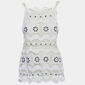 Chloe White Lace Sleeveless Top M