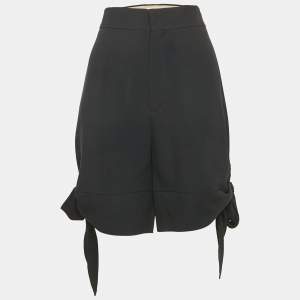 Chloe Anthracite Blue Crepe Bow Tie Detail Shorts M